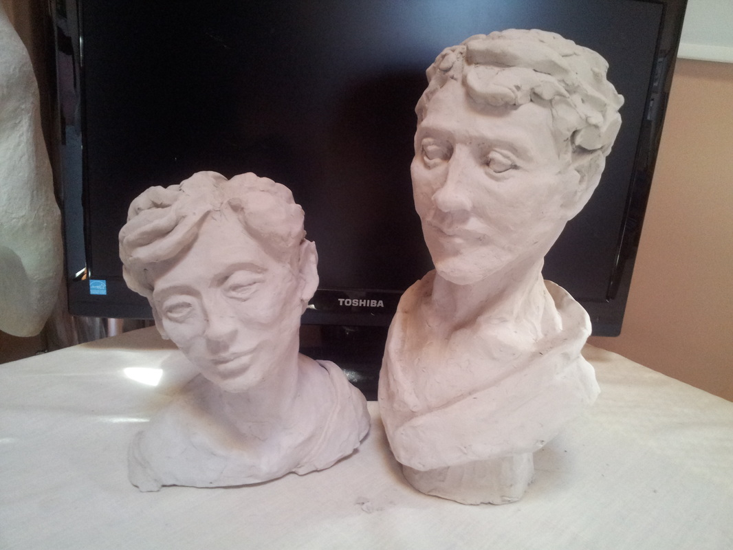 Two busts sculpted by Karla Beatty